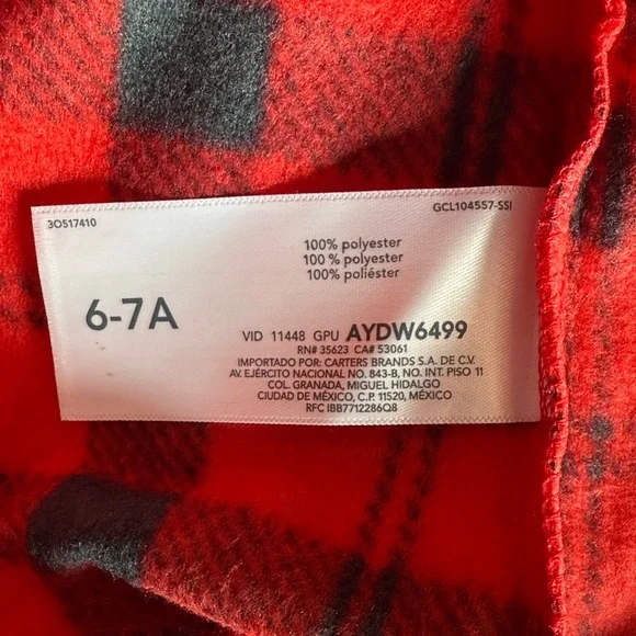 Carter’s Fleece Buffalo Plaid Nightgown – Size 6/7 - Picture 6 of 6